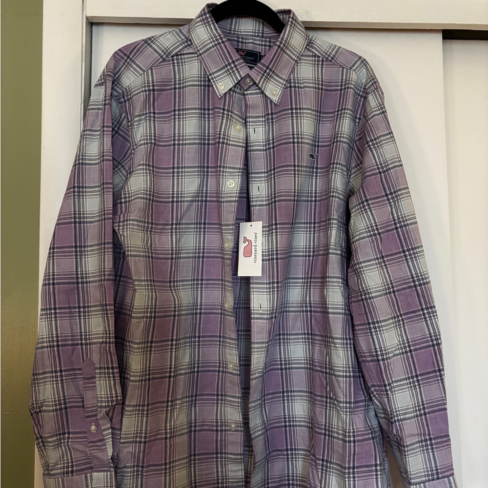 Vineyard Vines Lavender Plaid Button Down Shirt